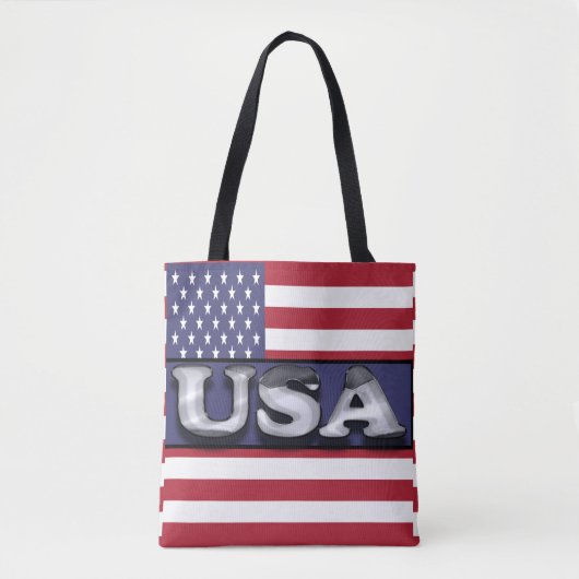 Tote Bag USA Text drapeau américain (Devant)