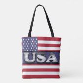 Tote Bag USA Text drapeau américain (Dos)
