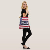 Tote Bag USA Text drapeau américain (Sur le modèle)