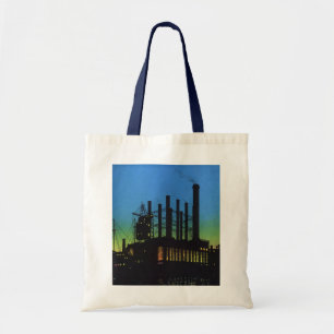 Tote Bag Usine de fabrication au coucher du soleil, Entrepr