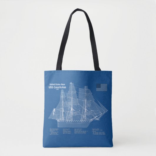 Tote Bag USS Constitution - Plan directeur des navires ABD (Devant)