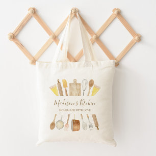 Tote Bag Ustensiles de cuisine personnalisés à l'aquarelle