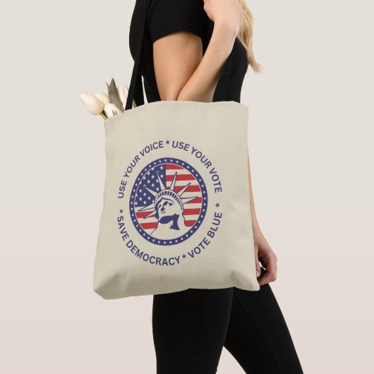 Tote Bag Utiliser Votre Vote Badge De Liberté Patriotique (De près)