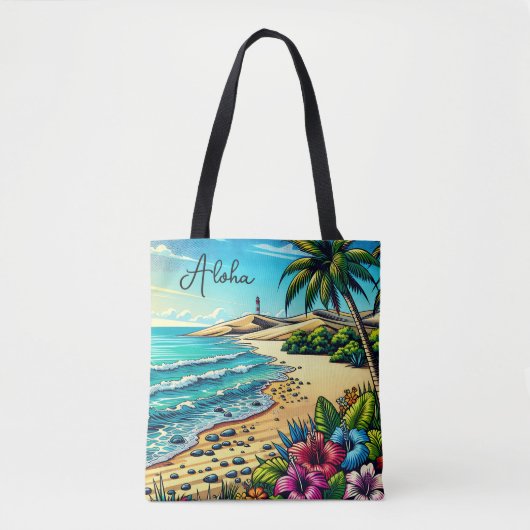 Tote Bag Vacances Aloha Océan Tropical (Devant)