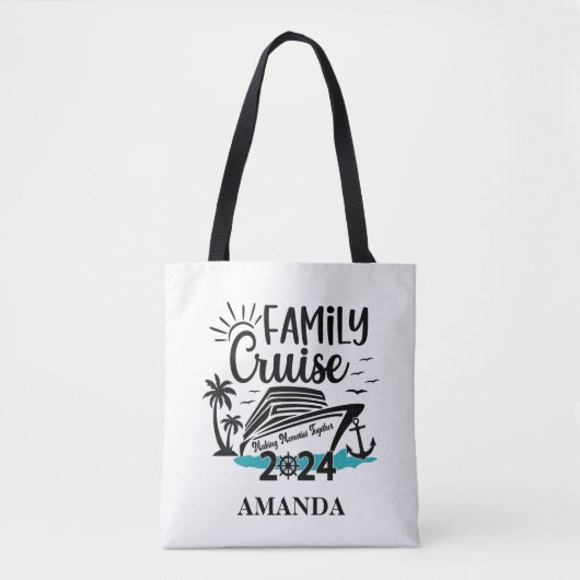 Tote Bag Vacances bateau de croisière de grande famille Fou (Devant)