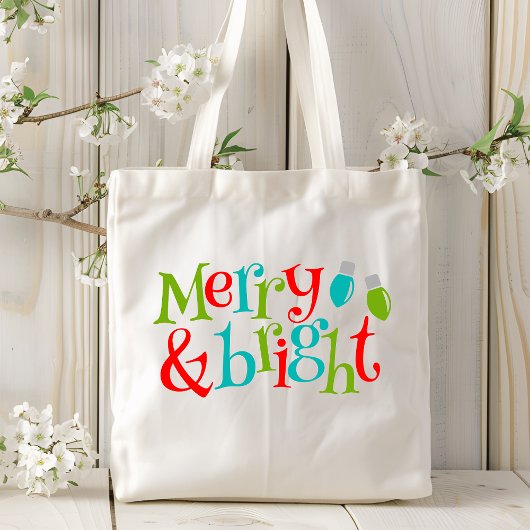 Tote Bag Vacances De Noël Joyeux Et Brillante Typographie