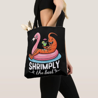 Tote Bag Vacances drôles de crevettes à la plage fruits de 