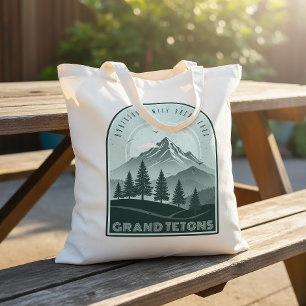Tote Bag Vacances en famille à Retro Mountain sarcelle ID11