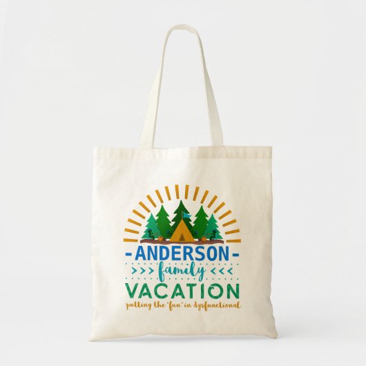 Tote Bag Vacances en famille Amusant Camping Voyage | Nom p (Devant)