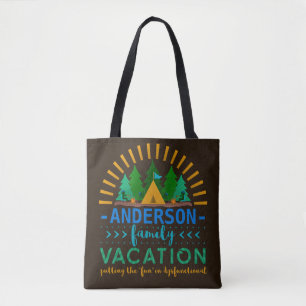 Tote Bag Vacances en famille Camping Voyage amusant  Nom pe
