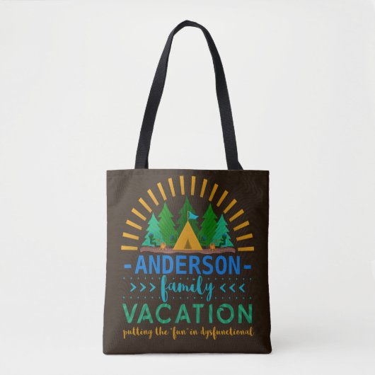 Tote Bag Vacances en famille Camping Voyage amusant| Nom pe (Devant)