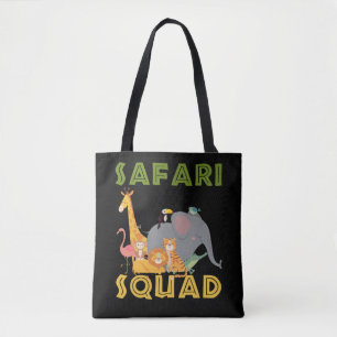 Tote Bag Vacances en famille d'animaux au zoo de Safari Squ