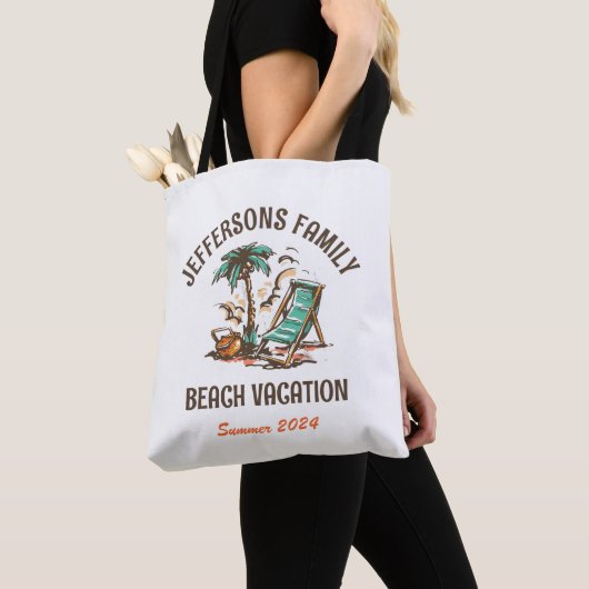 Tote Bag Vacances en famille Retro Beach Vacances (De près)