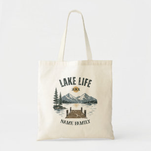 Tote Bag Vacances en famille rétro grunge au bord du lac