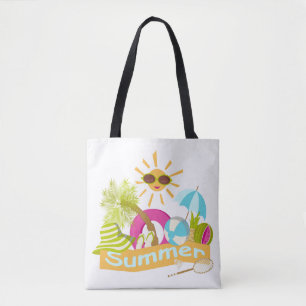 Tote Bag Vacances plage d'été soleil souriant en lunettes d