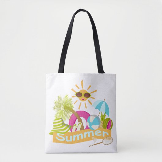 Tote Bag Vacances plage d'été soleil souriant en lunettes d (Devant)