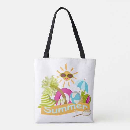 Tote Bag Vacances plage d'été soleil souriant en lunettes d (Dos)