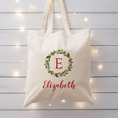 Tote Bag Vacances Verdure Wreath Monogramme Cadeau Réutilis