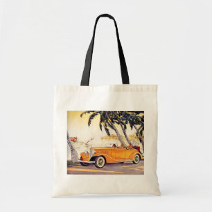 Tote Bag Vacances vintage en voiture convertible
