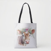 Tote Bag Vache Aux Fleurs (Devant)