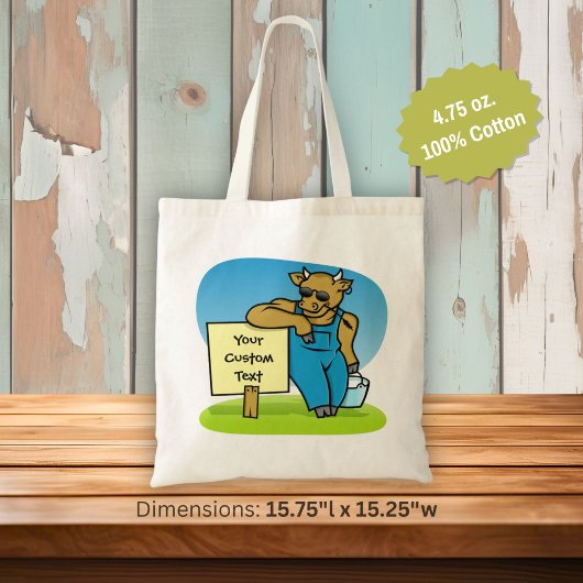 Tote Bag Vache avec pancarte