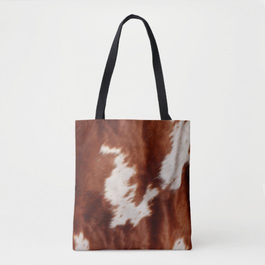 Tote Bag Vache blanche Brown (Devant)