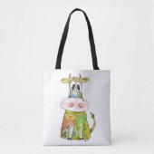 Tote Bag Vache blanche couleur blanc mignon (Devant)
