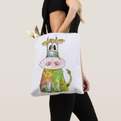 Tote Bag Vache blanche couleur blanc mignon (De près)