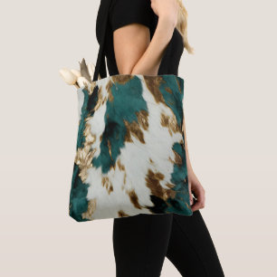 Tote Bag Vache blanche de l'Ouest Emerald Gold