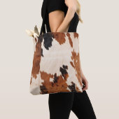 Tote Bag Vache blanche noire Brown occidentale (De près)