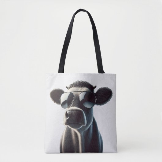 Tote Bag Vache branchée en lunettes de soleil (Devant)
