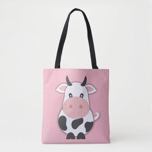 Tote Bag Vache de dessin avec cornes (Devant)
