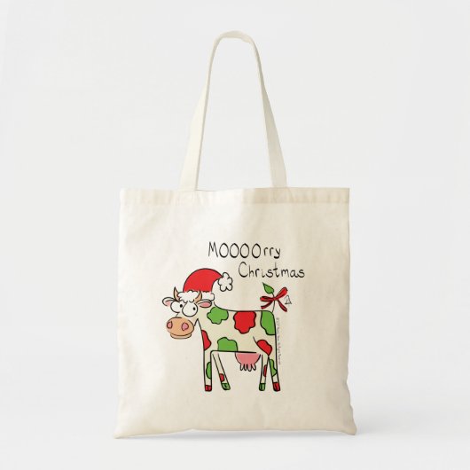 Tote Bag Vache drôle dessin animé Noël vacances (Devant)