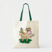 Vache et papillon mignons