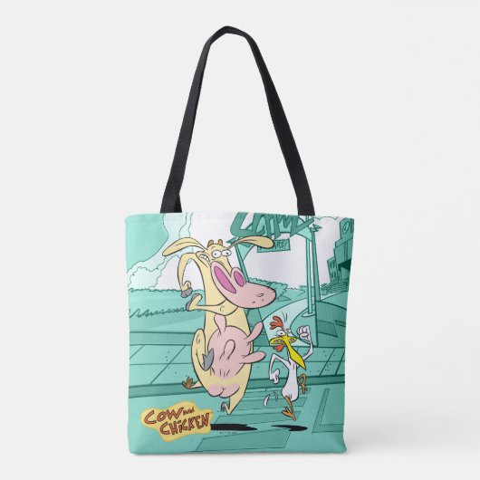 Tote Bag Vache et poulet à courir graphique (Dos)