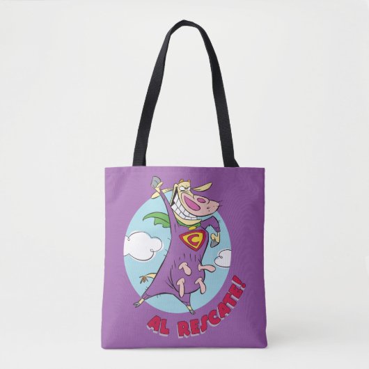 Tote Bag Vache et poulet Super Vache Al Rescate! (Devant)
