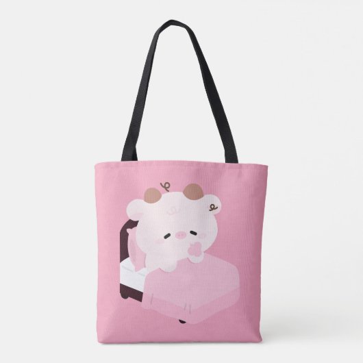 Tote Bag Vache fatiguée mignonne (Dos)