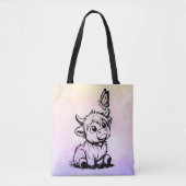 Tote Bag Vache Highland avec papillon (Devant)