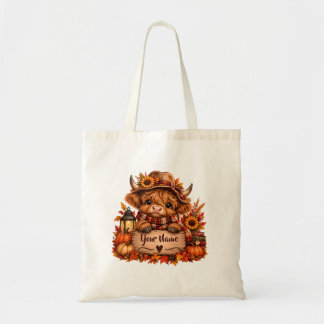 Tote Bag Vache Highland Personnalisée Farmhouse d'Automne