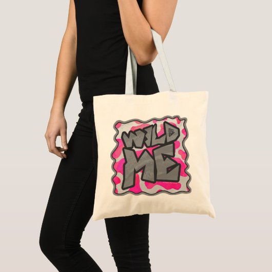 Tote Bag Vache Imprimé Rose Chaud et Blanc (Devant (produit))