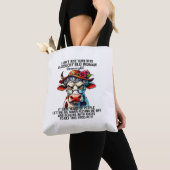 Tote Bag Vache Je ne me suis pas contentée de me transforme (De près)