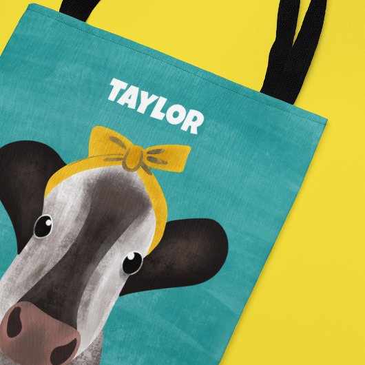 Tote Bag Vache mignonne avec cabot Personnalisé