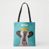 Tote Bag Vache mignonne avec cabot Personnalisé (Devant)
