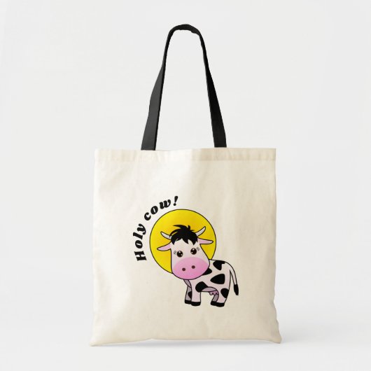 Tote Bag "Vache Sainte" Vache mignonne avec halo (Devant)