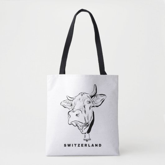 Tote Bag Vache suisse. Suisse minimaliste (Devant)