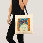 TOTE BAG VACHE SUR L'HOMME DANS LA LUNE, TRICK OU TRAITER (Devant (produit))