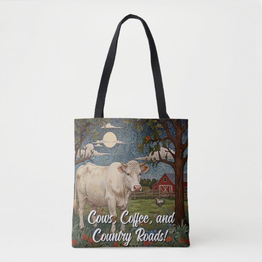 Tote Bag Vaches cafés routes (Devant)