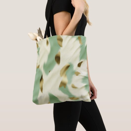 Tote Bag Vachette blanche verte à la menthe (De près)