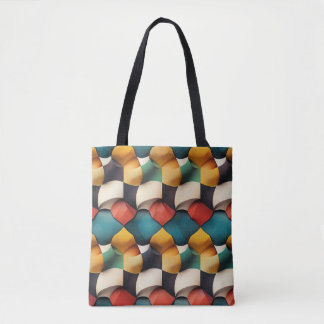 Tote Bag Vague 3D pétale vive géométrique en couleur gras