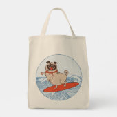 Tote Bag Vague à cheval heureux chien de carlin sur la plan (Dos)